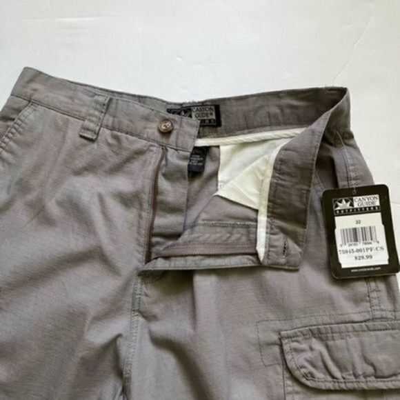 CANYON Guide Outfitters mens cargo shorts 32 gray pockets zipper button NWT - Picture 5 of 14